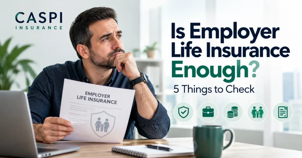 Employer life insurance coverage review and family financial protection — Caspi Insurance